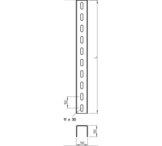 U-образная профильная рейка OBO Bettermann 50x50x400 мм 6341055