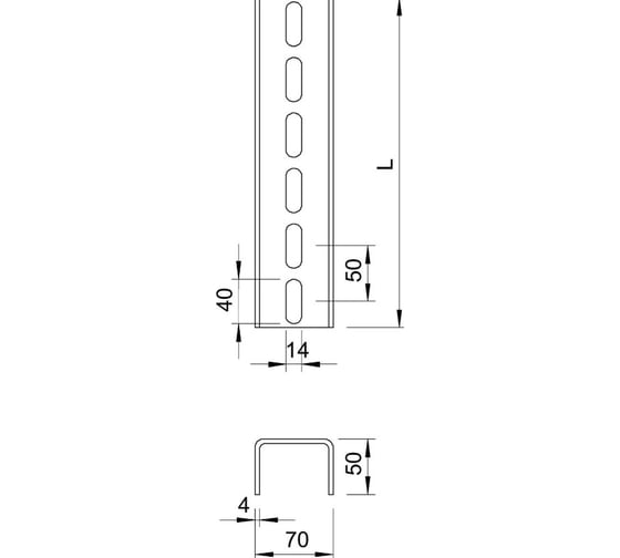 U-образная профильная рейка OBO Bettermann 70x50x6000 мм 6341993