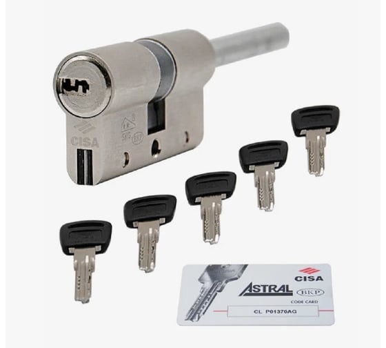 Цилиндр CISA Astral S 90 мм, 60x30, ключ-шток, никель, 5 ключей 1.0A3S7.87.0.12.CL.C5 1