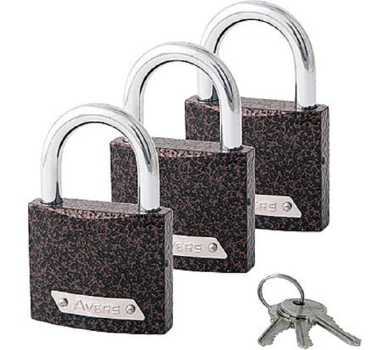 Замки навесные AVERS PD-01-50-Blister (3Locks+3Keys) 30919