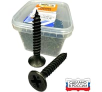 Саморез по металлу усиленный ЖЕСТЬ "Русский Саморез", черный, 3,5x35, 1000 шт., контейнер УТ-00010857