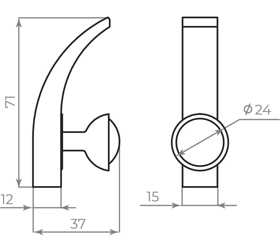 Крючок настенный AJAX MB-LM/K-004 BL черный 49159