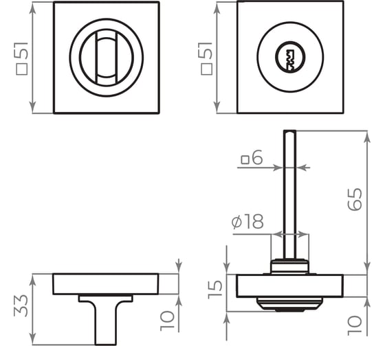 Ручка поворотная с фиксацией ключом AJAX BK6.FIX.JK BL-24 черный 49807