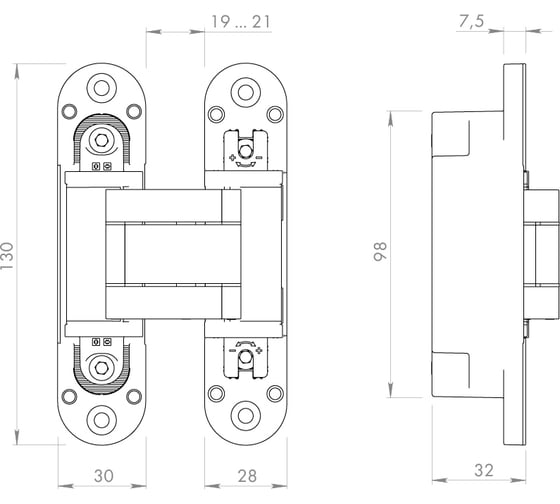Петля скрытой установки ARMADILLO U3D5000.VPG SC матовый хром TECH, 2 шт. 49047