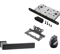 Комплект для межкомнатной двери PAULINIDOR ручки 541-11 zero + сантех. магнитная защелка 5096 + завертка AL11 + петли б/врезки 2 шт., черный 541-11 zero 5096 AL11 2S BL