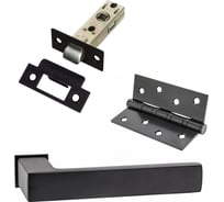 Комплект для межкомнатной двери PAULINIDOR ручки 541-11 zero + защелка 5-45 pl + врезные петли 2 шт., черный 541-11 zero 5-45 pl 4S BL