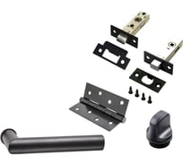 Комплект для межкомнатной двери PAULINIDOR ручки 548-09 zero + защелка 5-45PL + завертка AL09 + задвижка BK45 + врезные петли 2 шт., черный 548-09 zero 5-45 AL09 BK45 4S BL