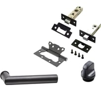 Комплект для межкомнатной двери PAULINIDOR ручки 548-09 zero + защелка 5-45PL + завертка AL09 + задвижка BK45 + петли б/врезки 2 шт., черный 548-09 zero 5-45 AL09 BK45 2S BL