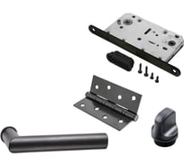 Комплект для межкомнатной двери PAULINIDOR ручки 548-09 zero + сантехническая магнитная защелка 5096 + завертка AL09 + врезные петли 2 шт., черный 548-09 zero 5096 AL09 4S BL