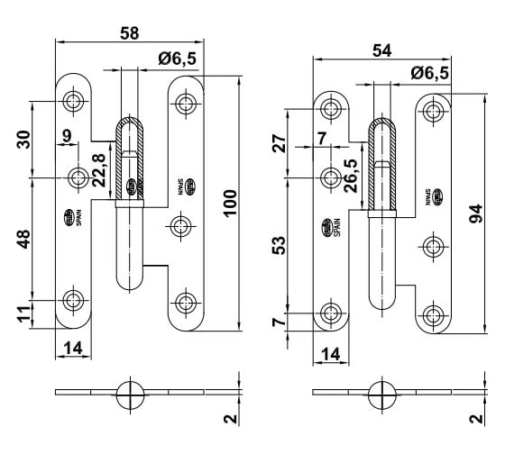 Правая петля Amig латунь 405-10 (IZ)