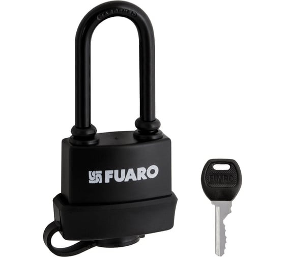 Замок навесной FUARO PL-WEATHER-3660 LS 3 ключа BLACK удлиненная дужка, английский, блистер 57509