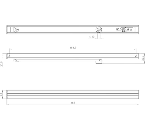 Тяга скользящая для доводчиков FUARO DCQ20-4 40-80 кг AL алюминий 48077