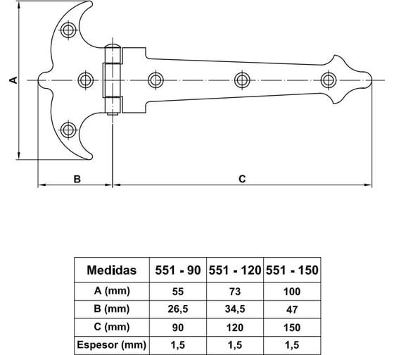 Фигурная петля Amig покрытие антик 551-90х55х1,5А