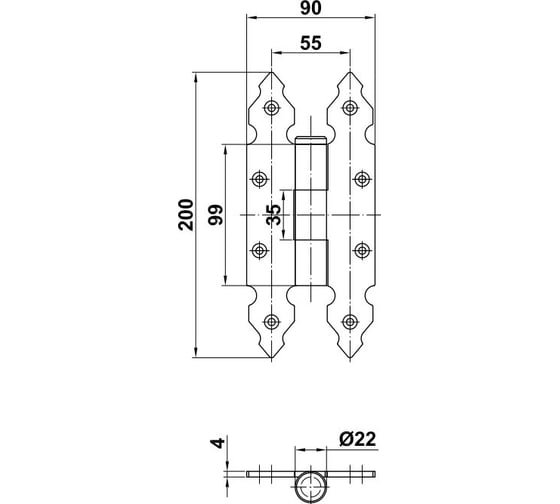 Накладная петля Amig черная 9100-200х90х4