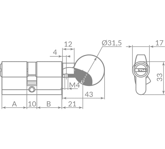 Цилиндровый механизм PUNTO Z3002Knob8035+10+35 с вертушкой CP хром 48029