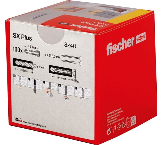 Дюбель для полнотелых материалов Fischer SX Plus 8x40 (100 шт.) 568008
