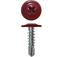 Саморез с прессшайбой ЖЕСТЬ сверло, 4,2x19 мм, RAL3005, 14 шт., европодвес УТ-00010171