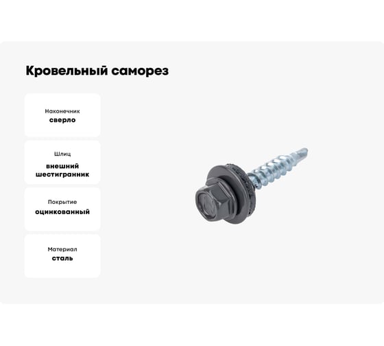 Кровельный саморез ЖЕСТЬ 4.8x35 мм, RAL7024, серый графит, 250 шт., контейнер 1150 мл УТ-00002565