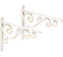 Комплект Lemax prof из 2 шт. Кронштейн для полок большой, белый патина SET2(MF-170 WT.GP)