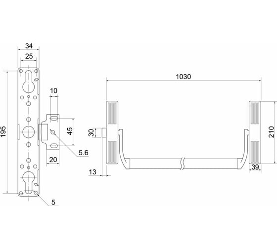 Комплект накладного механизма антипаники DOORLOCK V PD700RA/FR серия Variant, черный, балка красная длиной 1000мм 77004