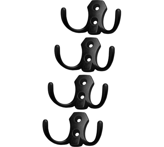 Комплект из 4 шт. мебельный крючок Kerron KR 0020 BL, матовый черный SET4(KR 0020 BL) 1