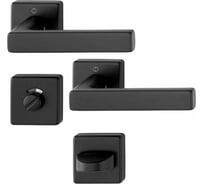 Дверной гарнитур HOPPE 1643/52KV/52KVS Dallas RW F9714M черный, Schnellstift, А=37-42мм, WC, шток 8мм, индикатор, 3 категория, квадратные розетки 65861