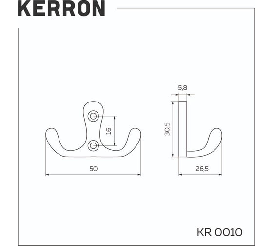 Комплект kerron из 5 шт. мебельный крючок KR 0010 BL, матовый черный SET5(KR 0010 BL)