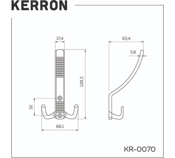 Комплект крючков kerron 3 шт. KR 0070 AB, античная бронза SET3(KR 0070 AB)