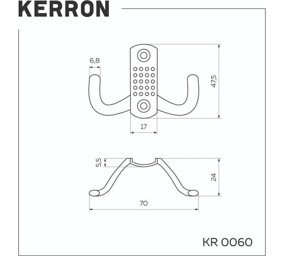 Комплект крючков kerron 4 шт. KR 0060 AB, античная бронза SET4(KR 0060 AB)