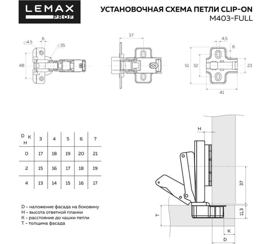 Комплект петель Lemax Prof 8xM403-Full SET8(M403-Full)