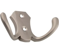 Крючок мебельный Trodos "ZY-204В" 2-рожковый, сплав ЦАМ, никель 302084