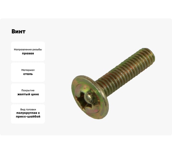 Винт ЦС М4 на 16 мм, с пресс шайбой, для имп. ВГ, 10 шт. инд. упак. СК600553