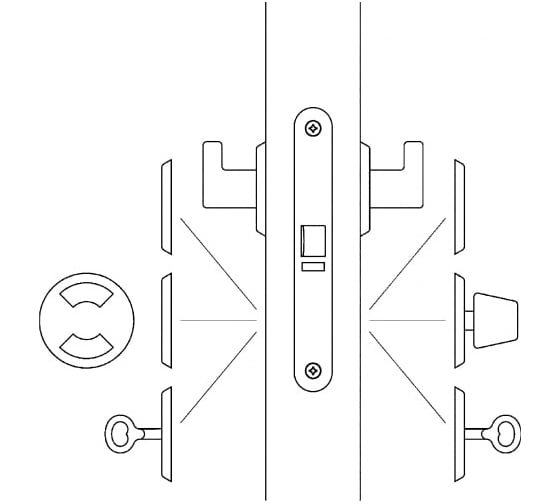 Корпус замка ABLOY 2014 лев. + ключ, сталь оцинкованная 2014/21020000000