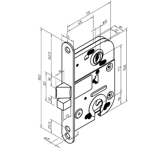 Корпус замка ABLOY 2018 лев. сталь оцинкованная 2018/21020000000