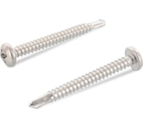 Саморез Metiz-A2 DIN7504, тип M(N) M4.8x16 мм, A2, нержавеющий, полукр. под крест с буром, 10 шт. 75042M4816 10