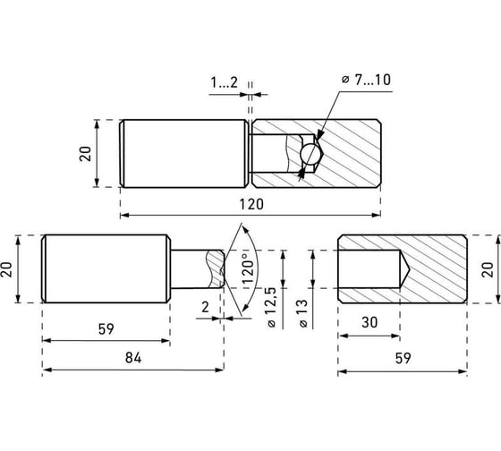 Петля-шарнир Комус УЗК Киров Секрет 20x120 ПГ-20 с шариком, 20 мм (8327) 2079608