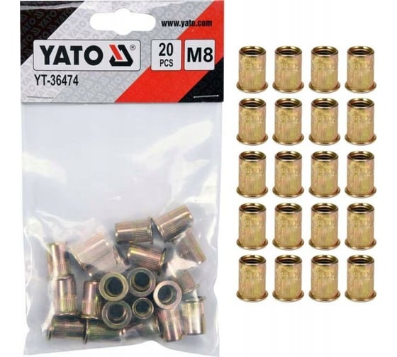 Резьбовая заклепка YATO сталь М8 20 шт YT-36474