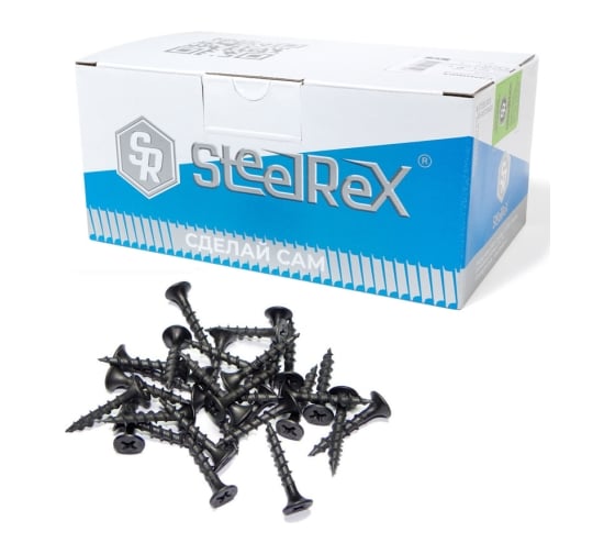 Саморез для ГКЛ STEELREX крупная резьба, оксид, 4,2x70 мм, коробка 250 шт. 0103042070B100025008