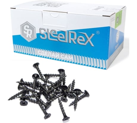 Саморез для ГКЛ STEELREX крупная резьба, оксид, 3,5x45 мм, коробка 1 кг 0104035045B100000108