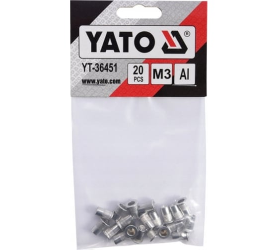 Алюминиевые резьбовые заклепки YATO М3 20 шт. YT-36451