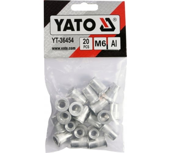 Алюминиевые резьбовые заклепки YATO М6 20 шт. YT-36454