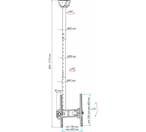 TV кронштейн VLK TRENTO 61 black 51017