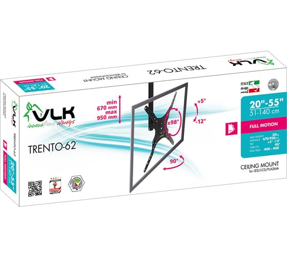 TV кронштейн VLK TRENTO 62 black 51060