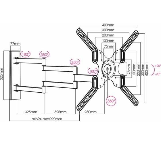 TV кронштейн Arm media LCD 900 black 10193