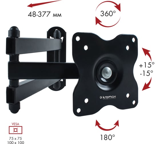 TV кронштейн Kromax DIX 15 black 20202