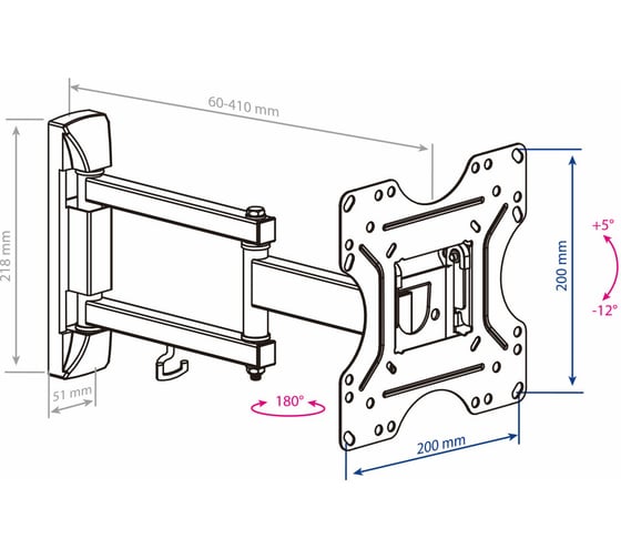TV кронштейн Kromax OPTIMA 214 black 29011
