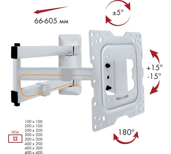 TV кронштейн Kromax DIX 18w white 20225