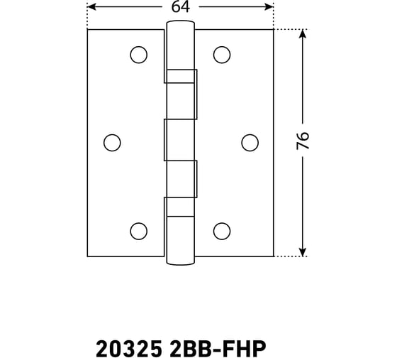 Петля дверная Аллюр 20325 (77x64) 2BB-FHP BP, 2 подшипника, латунь, 2 шт. 1102