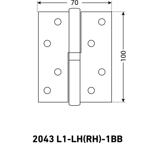 Петля дверная Аллюр 2043 (100x70) L1-LH-1BB-CP БЛИСТЕР, Л, хром, 2 шт. 1110