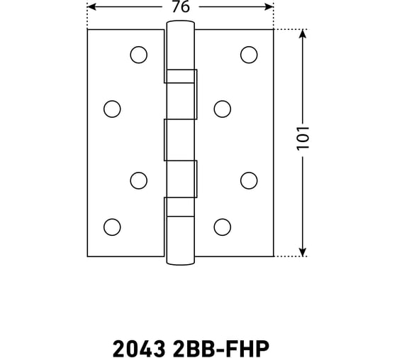 Петля дверная Аллюр 2043 (101x76) 2BB-FHP CP БЛИСТЕР, 2 подшипника, хром, 2 шт. 1108